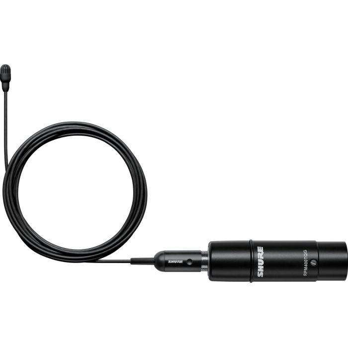 Shure TL47B / O-XLR-A Microphone cravate TwinPlex omnidirectionnel, câble de 1,6mm, sensibilité faible, connecteur TA4F avec préampli XLR, avec accessoires, coloris noir