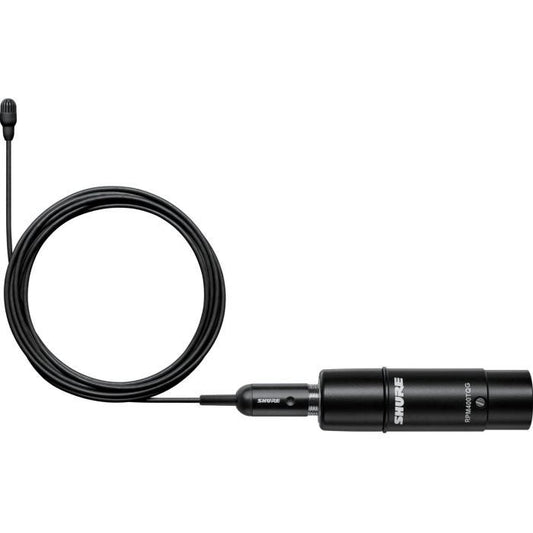 Shure TL47B / O-XLR-A Microphone cravate TwinPlex omnidirectionnel, câble de 1,6mm, sensibilité faible, connecteur TA4F avec préampli XLR, avec accessoires, coloris noir