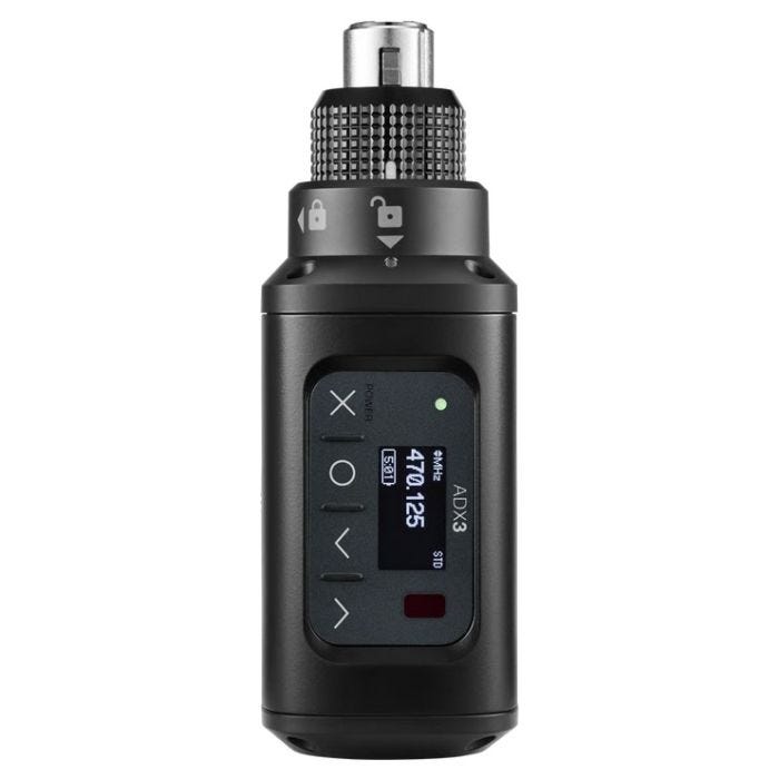 Shure ADX3=-G56 Émetteur numérique PLUG-ON, série Axient Digital G56 (470-636 MHz), avec ShowLink®