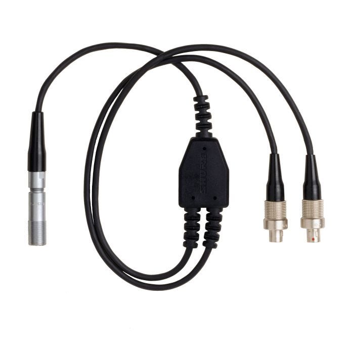 Shure AXT652LEMO3 Câble Y, connecteur LEMO3 vers 2 LEMO3 pour 2 émetteurs de poche en fonctionnement Frequency Diversity (AD1LEMO3, ADX1LEMO3, ADX1M)