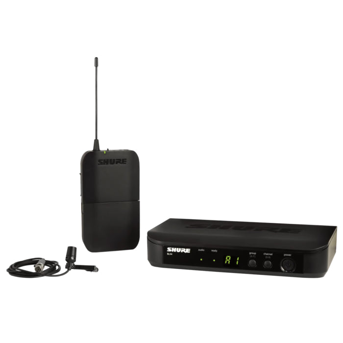 Shure BLX14E / CVL-K3E Système comprenant 1 récepteur BLX4, 1 émetteur BLX1 avec micro cravate CVL (606-630 MHz)
