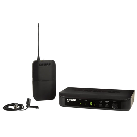 Shure BLX14E / CVL-K3E Système comprenant 1 récepteur BLX4, 1 émetteur BLX1 avec micro cravate CVL (606-630 MHz)