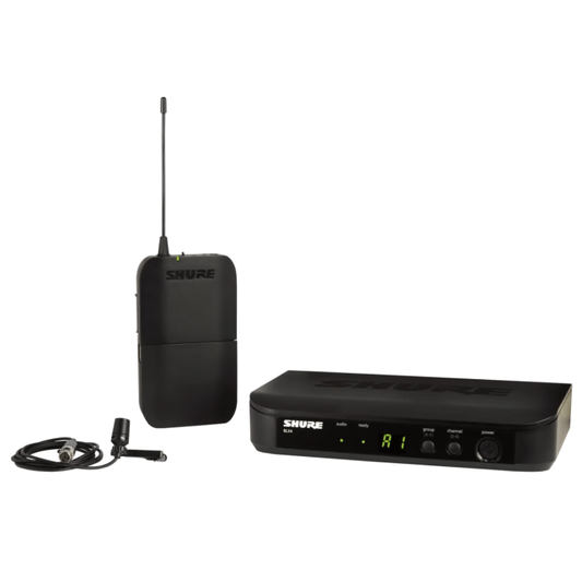 Shure BLX14E / CVL-K14 Système comprenant 1 récepteur BLX4, 1 émetteur BLX1 avec micro cravate CVL (614-638 MHz)