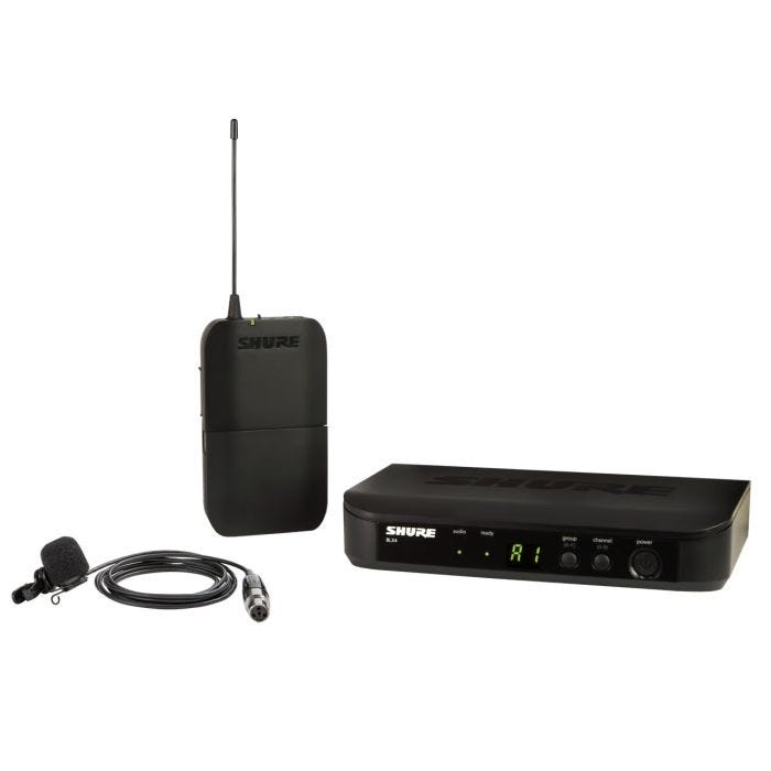 Shure BLX14E / W85M-M17 Système comprenant 1 récepteur BLX4 et 1 émetteur de poche BLX1 avec micro cravate WL185 (662-686 MHz)