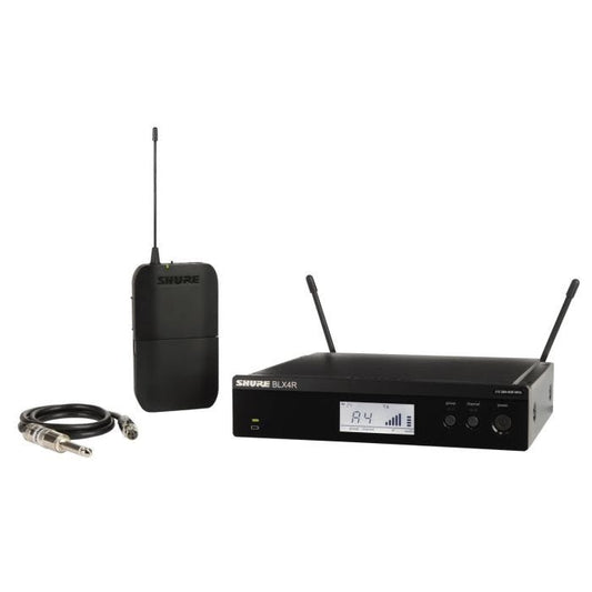 Shure BLX14RE-H8E Système comprenant 1 récepteur rackable BLX4R et 1 émetteur de poche BLX1 avec adaptateur Jack guitare (518-542 MHz)