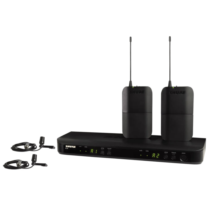 Shure BLX188E / CVL-K14 Système comprenant 1 récepteur double BLX88, 2 émetteurs BLX1 avec 2 micros cravate CVL (614-638 MHz)