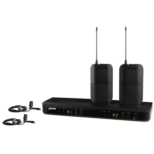Shure BLX188E / CVL-M17 Système comprenant 1 récepteur double BLX88, 2 émetteurs BLX1 avec 2 micros cravate CVL (662-686 MHz)