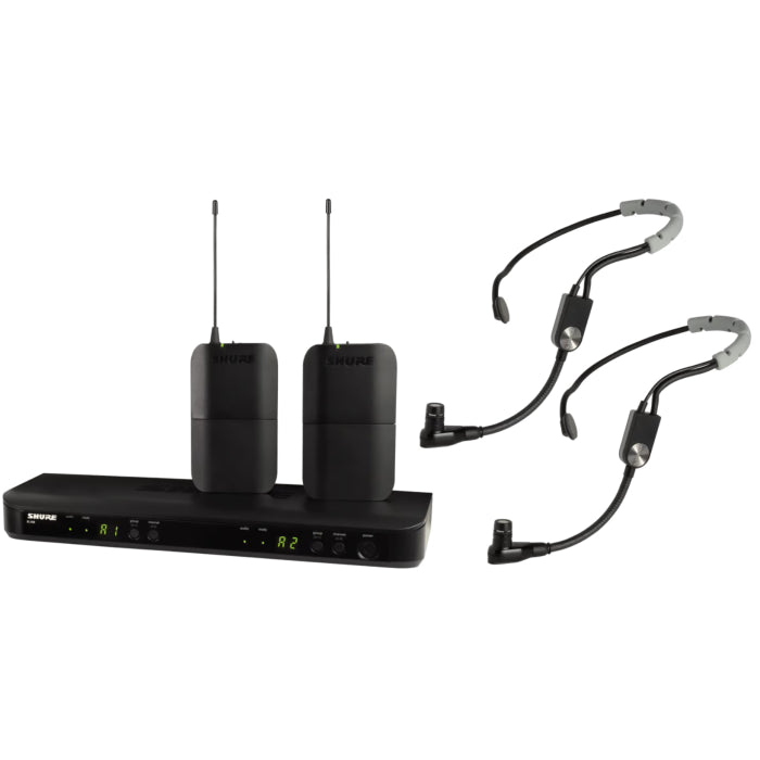 Shure BLX188E / SM35-H8E Système comprenant 1 récepteur double BLX88, 2 émetteurs BLX1 avec 2 micros serre-tête SM35 (518-542 MHz)