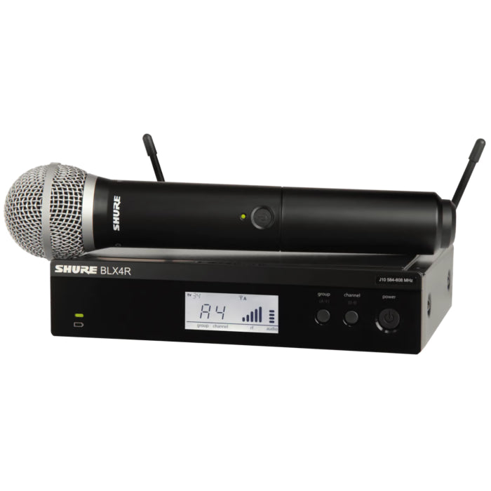 Shure BLX24RE/PG58-K3E Système comprenant 1 récepteur rackable BLX4R et 1 émetteur à main BLX2/PG58 (606-630 MHz)