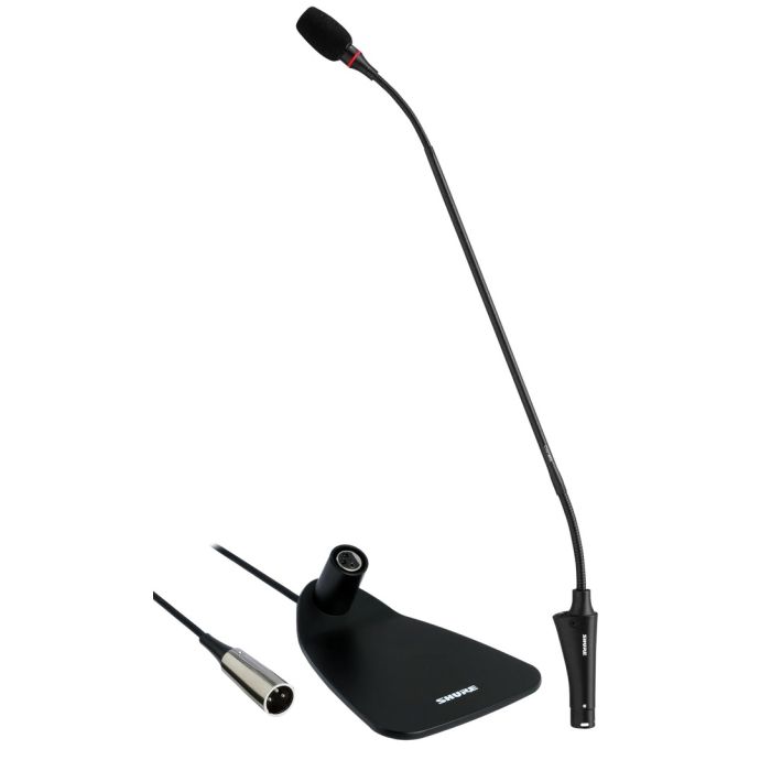 Shure Centraverse CVG18DRS-B / C Micro col de cygne 18’’ (45,7cm) cardioïde, embase avec câble XLR 3 broches de 3.6m, switch et anneau bicolore, DualFlex, noir