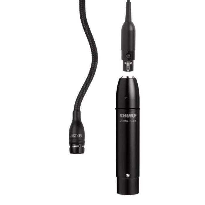 Shure MX202B / S Microphone à suspendre, capsule super-cardioïde, XLR 3 broches (sur préampli en ligne), noir