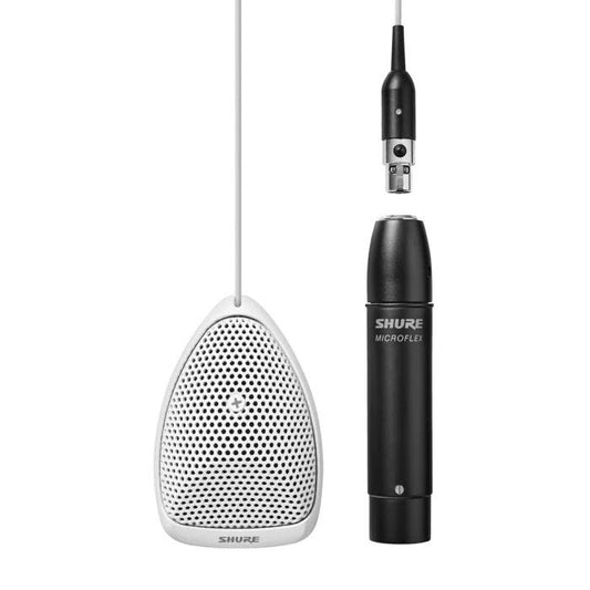 Shure MX391W-A / C Micro à effet de surface, XLR 3 broches (préampli détachable), capsule cardioïde, sans switch, blanc