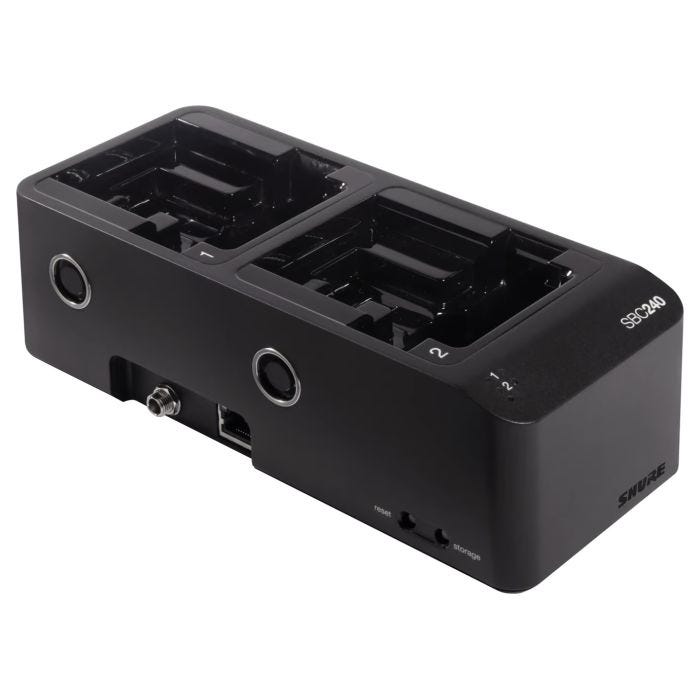 Shure SBC240 Station de charge réseau 2 emplacements pour SB910, SB920 ou émetteurs ADX1, ADX2, ADX2FD, sans alimentation