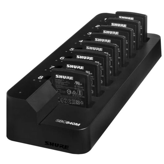 Shure SBC840M-E Chargeur réseau 8 emplacements pour batteries SB910M, avec alimentation