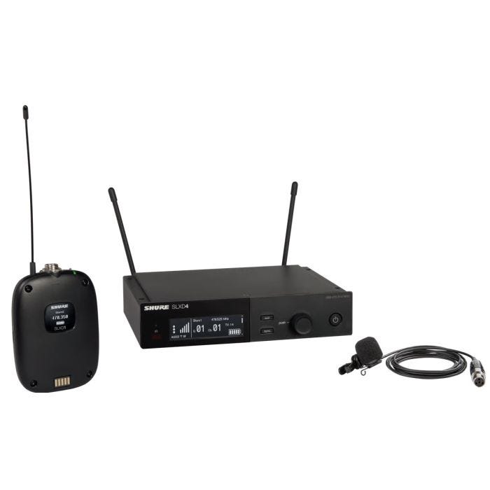 Shure SLXD14 / 85M-H56 Système comprenant 1 récepteur SLXD4, 1 émetteur SLXD1 avec micro cravate WL185m (518-562MHz)