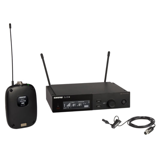 Shure SLXD14E / UL4B-G59 Système comprenant 1 récepteur SLXD4, 1 émetteur SLXD1 avec micro-cravate UL4B (470-514 MHz)