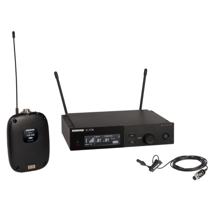 Shure SLXD14E / UL4B-L56 Système comprenant 1 récepteur SLXD4, 1 émetteur SLXD1 avec micro-cravate UL4B (650-694 MHz)