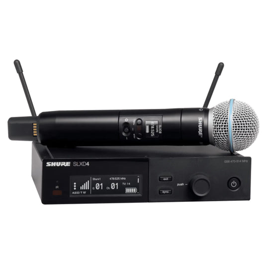 Shure SLXD24E/B58-K59 Système comprenant 1 récepteur SLXD4 et 1 émetteur à main SLXD2/B58 (606-650 MHz)