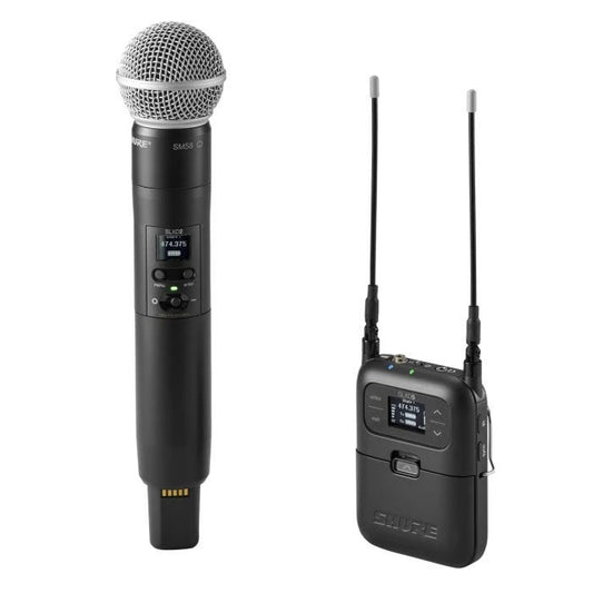 Shure SLXD25 / SM58-K59 Système comprenant 1 récepteur portable SLXD5 et 1 émetteur à main SLXD2 / SM58 (606-650 MHz)