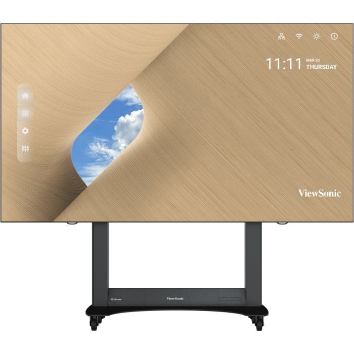 VIEWSONIC 138in Direct View LED Display,1920x1080P,14Bit,Refresh Rate 3840Hz,Pixel Pitch1.5mm,Hdmi Input&Output,Motorized up-down Trolley Cart,Copper wire,GOB  Black