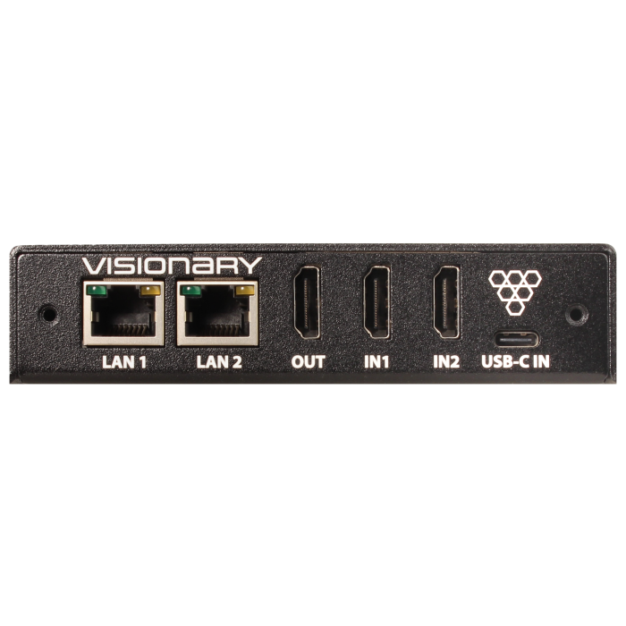 Visionary A/V Encoder, 4K60 4:4:4 UHD over IP cinema quality ultra-low latency visually lossless switch matrix routable, with built-in video wall functionality, Expansion Ethernet Port; POE+; Upgradeable to AES67/Dante