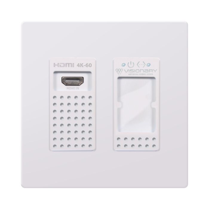 Visionary A/V Encoder (Wall Plate), 4K UHD over IP cinema quality ultra-low latency visually lossless switch matrix routable, with built-in video wall functionality; POE; AES67/Dante, HDMI Only