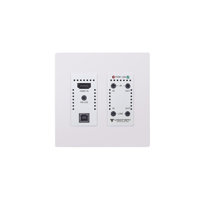 Visionary A/V Encoder (Wall Plate), 4K60 4:4:4 UHD over IP cinema quality ultra-low latency visually lossless switch matrix routable, with built-in video wall functionality; POE; Upgradeable to AES67/Dante