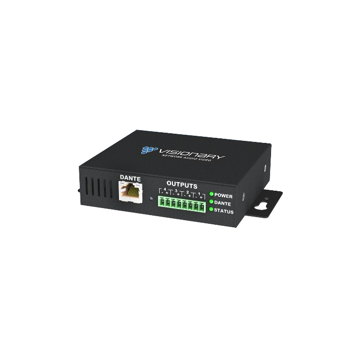 Visionary AES67/Dante POE+ AMP PNA-D4, POE+ Dante Class D Audio Amplifier Bits to Sound, 4 Channel