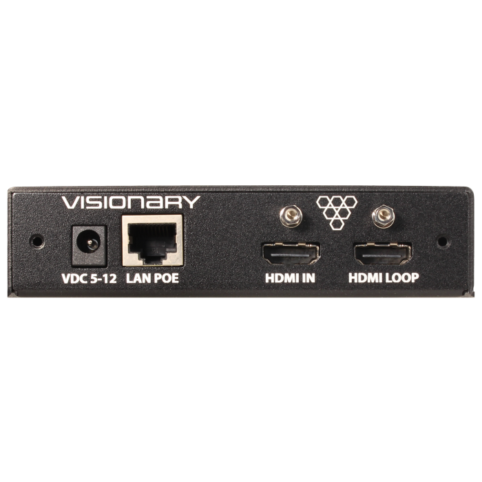 Visionary A/V Encoder, 4K UHD over IP cinema quality ultra-low latency visually lossless switch matrix routable, with built-in video wall functionality; POE