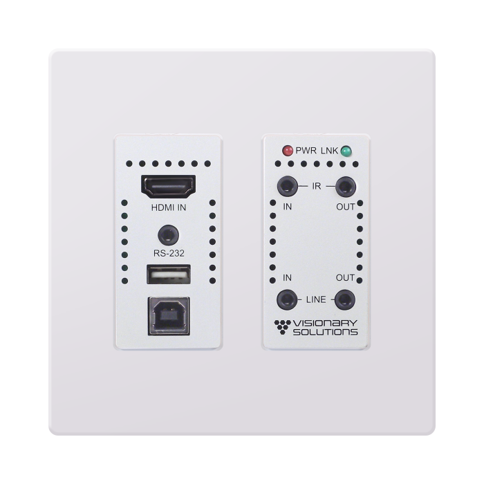 Visionary A/V Encoder (Wall Plate), 4K UHD over IP cinema quality ultra-low latency visually lossless switch matrix routable, with built-in video wall functionality; POE; Upgradeable to AES67/Dante