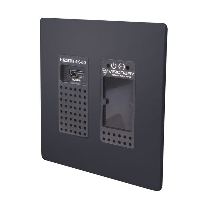Visionary A/V Encoder (Wall Plate), 4K60 4:4:4 UHD over IP cinema quality ultra-low latency visually lossless switch matrix routable, with built-in video wall functionality; POE; AES67/Dante, HDMI Only