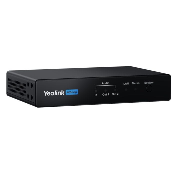 Yealink AVBridge is a compact device combining mini DSP and AV signal bridging functions, with PoE power supply and 4x4 Dante channel support
