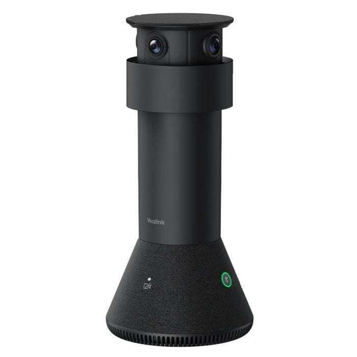 YEALINK Mtower Center-view Intelligent Camera for Optimal Perspective : MTower triple-eye Intelligent tabletop camera + PoE power adapter with cable + Tabletop fixed bracket + including 2-year AMS
