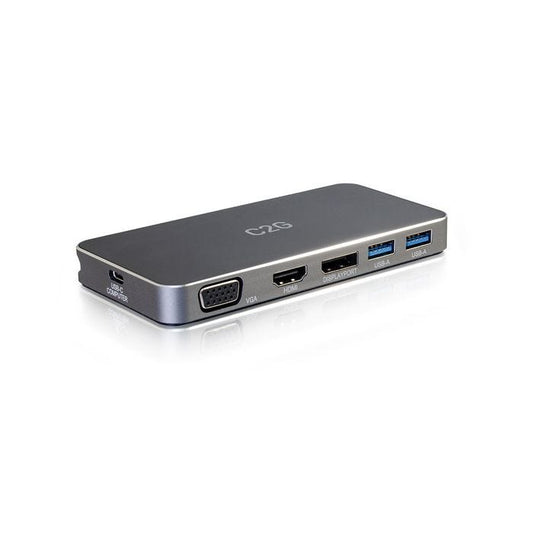 C2G Station d'accueil USB-C Double Affichage MST avec HDMI, DisplayPort, VGA et Power Delivery jusqu'à 65W (4K 30Hz)