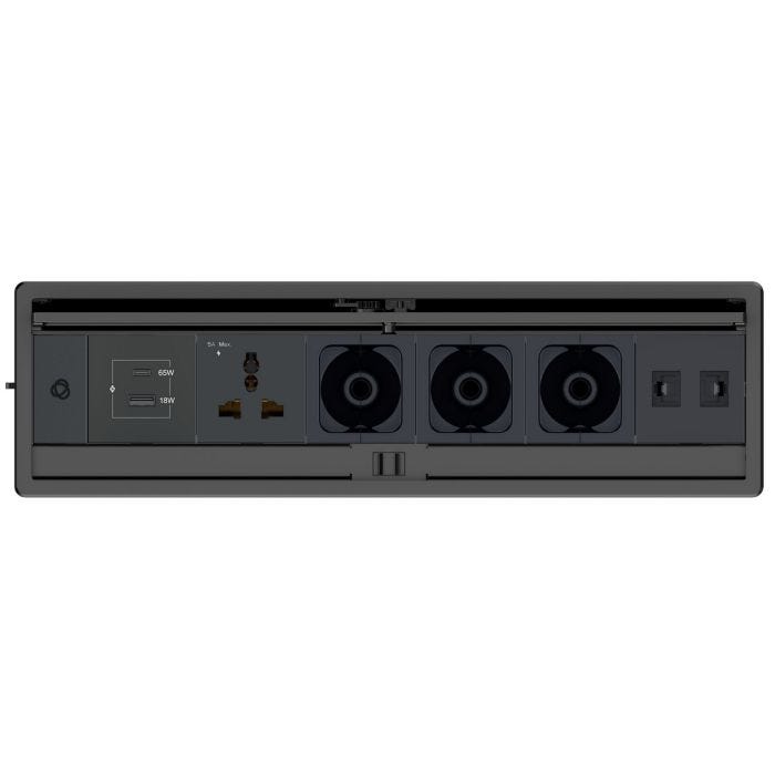 Kramer Plus Black Table elegant tabletop connectivity box with a lid for 6 modules