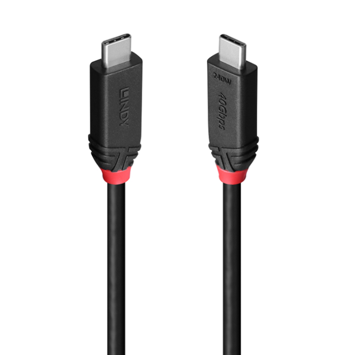 LINDY 1m USB4 240W Type C Cable Black Line